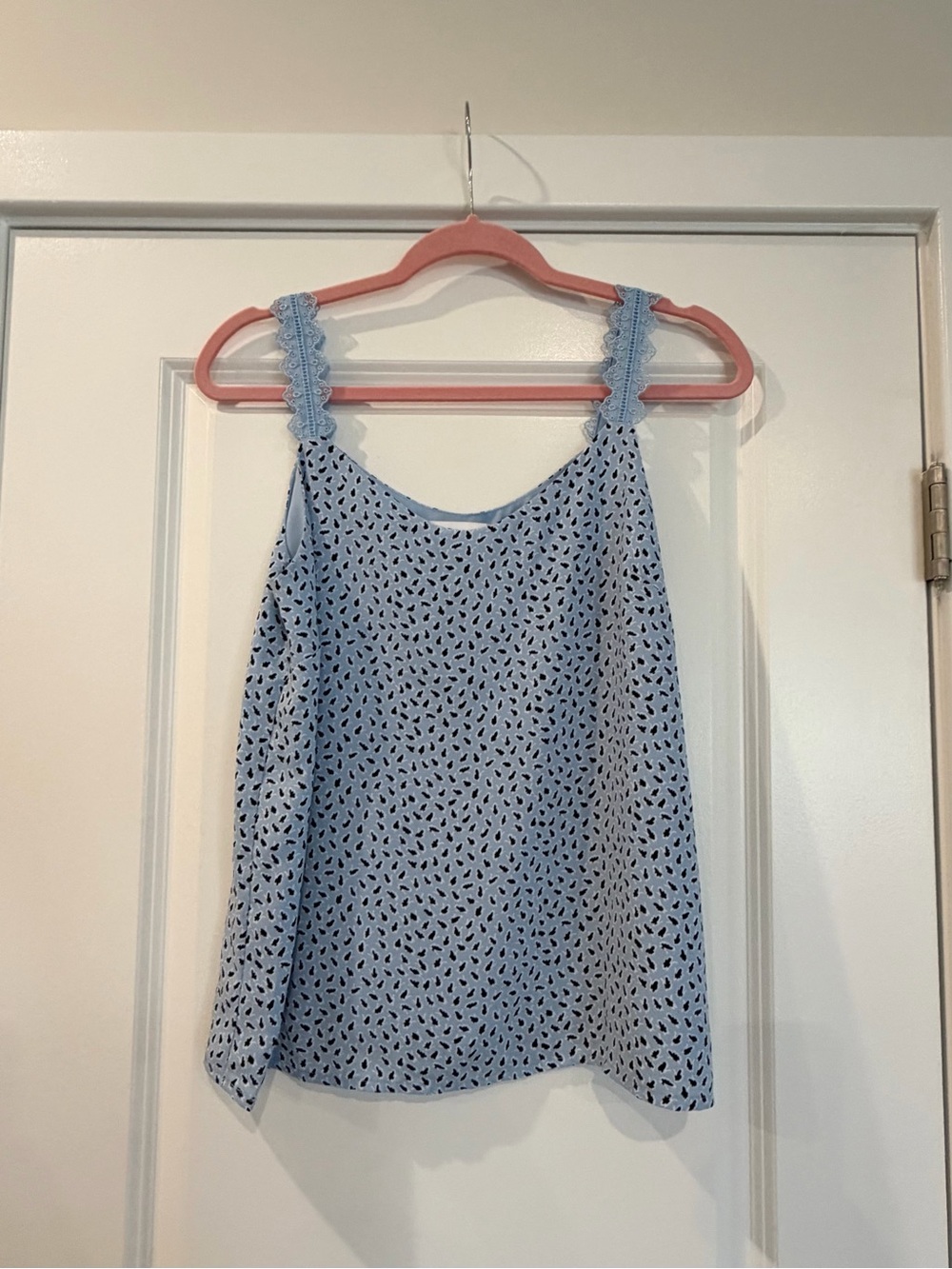 Light Blue Printed Lace-Trim Camisole